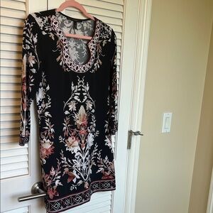 White House Black Market Floral Black Dress or Tunic Top